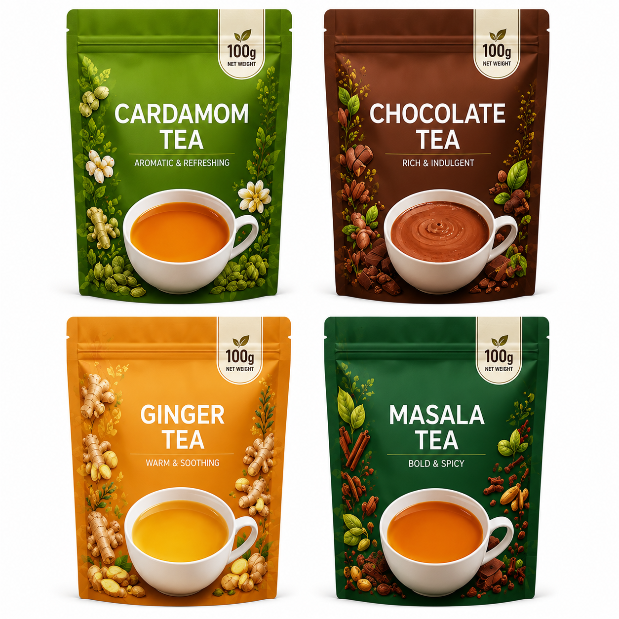 WBE Fresh Flavored Tea Collection (4 x 100g)